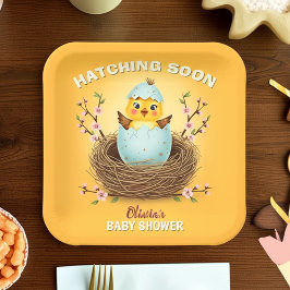 Hatching Bald Niedlich Chick Baby Dusche Pappteller