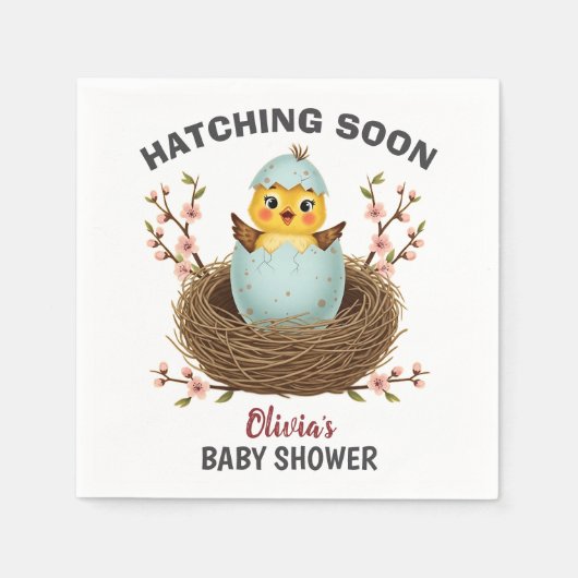 Hatching Bald Niedlich Chick Baby Dusche Serviette (Vorderseite)