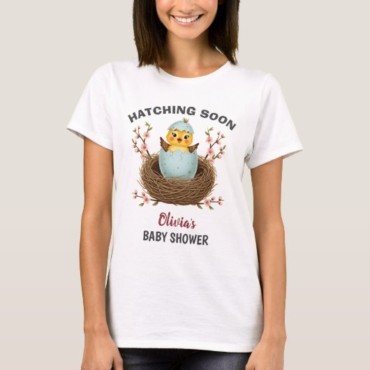 Hatching Bald Niedlich Chick Baby Dusche T-Shirt (Vorderseite)