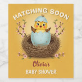 Hatching Bald Niedlich Chick Baby Dusche Weinetikett (Einzelnes Label)
