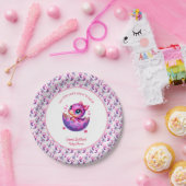 "Hatching bald" Pink Dinosaur Babydusche Pappteller (Party)