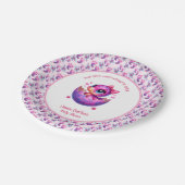 "Hatching bald" Pink Dinosaur Babydusche Pappteller (Schrägansicht)