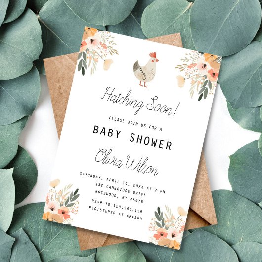 Hatching Bald Spring Chicken Baby Dusche Einladung