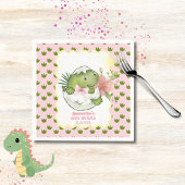 Hatching Dino with Bow & Flower Party Napkins Serviette
