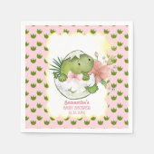 Hatching Dino with Bow & Flower Party Napkins Serviette (Vorderseite)