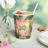 Hatching Dino with Pink Bow 'It's a Girl' Cups Pappbecher