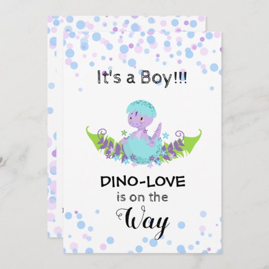 *~* Hatching Dinosaur Baby Boy Shower Einladung (Vorne/Hinten)