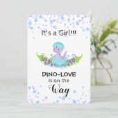 *~* Hatching Dinosaur Baby Dusche Mädchen Einladun Einladung (Stehend Vorderseite)