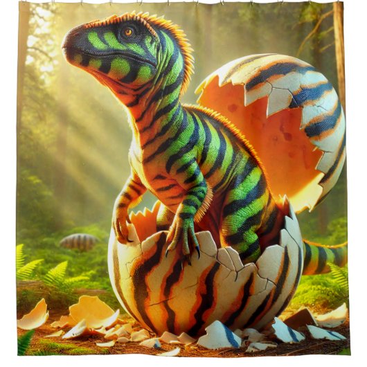 Hatching Dinosaur Duschvorhang (Vorderseite)