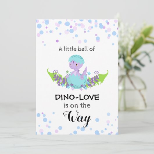 *~* Hatching Egg Dinosaur Kinderdusche Einladung (Stehend Vorderseite)