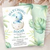 Hatching Soon Boy Dinosaur Baby Shower Einladung