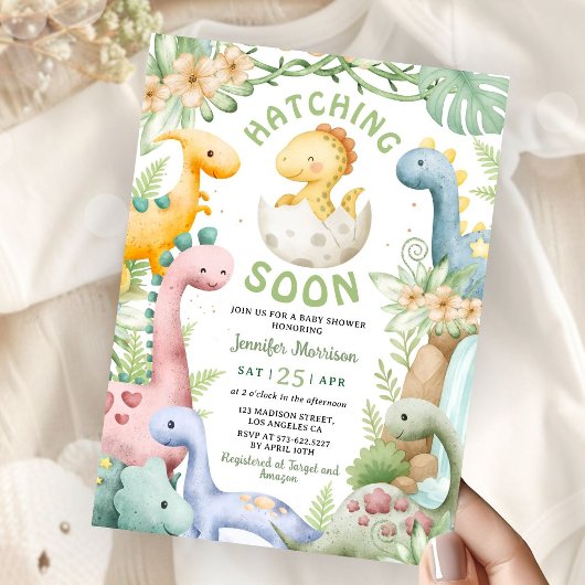 Hatching Soon Dino Baby Shower Gender Neutral Einladung