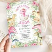Hatching Soon Dino Girl Dinosaur Baby Shower Einladung