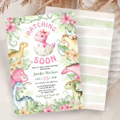 Hatching Soon Dino Girl Dinosaur Baby Shower Einladung