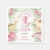 Hatching Soon Dino Girl Dinosaur Baby Shower Serviette (Vorderseite)