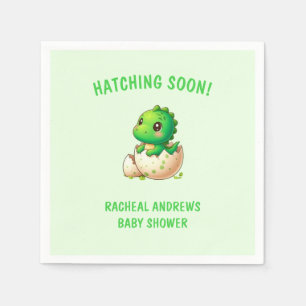Hatching soon Dinosaur Baby Shower Baby Boy Serviette