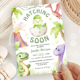 Hatching Soon Dinosaur Baby Shower Gender Neutral Einladung