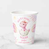 Hatching Soon Dinosaur Baby Shower Girl Pink Pappbecher (Vorderseite)