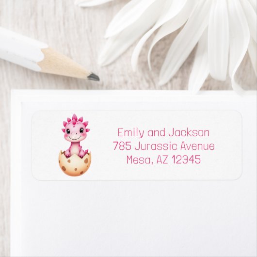 Hatching Soon Dinosaur Baby Shower Return Address (Insitu)