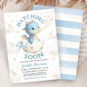 Hatching Soon Dragon Baby Shower Boy Dusty Blue  Einladung