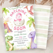 Hatching Soon Girl Dinosaur Baby Shower Einladung
