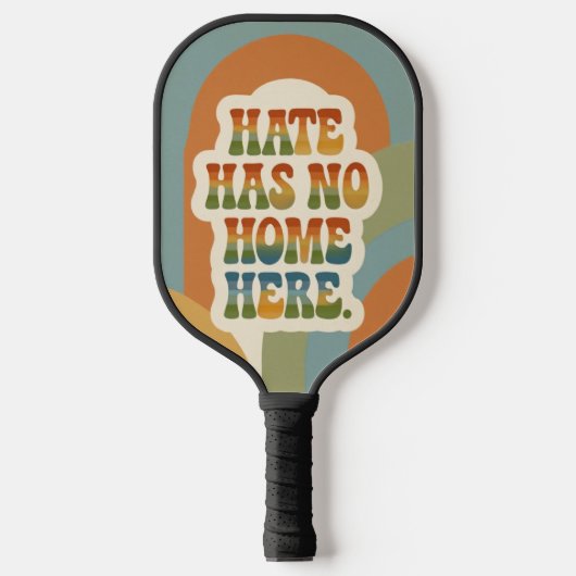 Hate Has No Home Here Retro Rainbow Pickleball Schläger (Vorderseite)