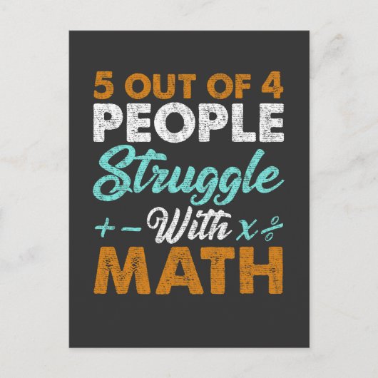 Hate Math Struggle Funny Mathematiker Jokes Postkarte (Vorderseite)
