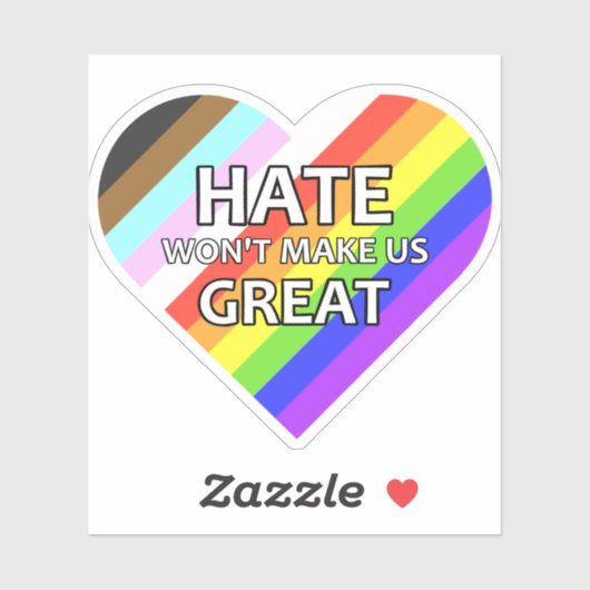 Hate wird uns nicht zu einem großen Vinyl Heart St Aufkleber (Blatt)