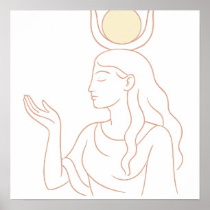 Hathor Ägyptische Göttin Minimalistisches Linienpo Poster