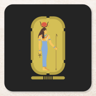 Hathor Ägyptische Göttin Quadratisches Papier Unte Rechteckiger Pappuntersetzer