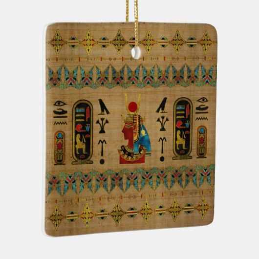 Hathor ägyptische Verzierung auf Papyrus Keramikornament (Rechts)