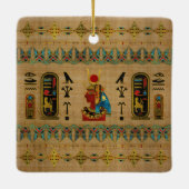 Hathor ägyptische Verzierung auf Papyrus Keramikornament (Rückseite)