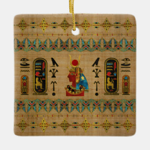 Hathor ägyptische Verzierung auf Papyrus Keramikornament