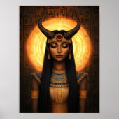 Hathor Egyptian Horned Goddess Gold Brown Art Poster (Vorne)