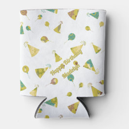 Hats and Balloons Party Pattern Silhouette Art Dosenkühler