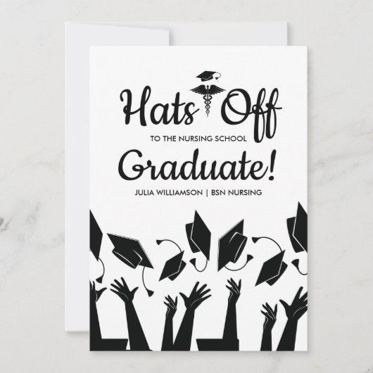 Hats auf der Graduate Nursing Graduation Party Einladung (Vorderseite)