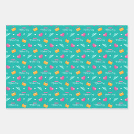 Hats, Handtaschen und Aquamariner Muttertag des He Geschenkpapier Set