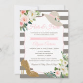 Hats & Heelses Derby Greige Brautparty Floral Einladung (Vorderseite)
