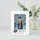 Hats Off Graduate Vielen Dank Foto Postkarte (Stehend Vorderseite)