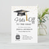 Hats Off to the Grad Graduation Party One Photo  Einladung (Stehend Vorderseite)