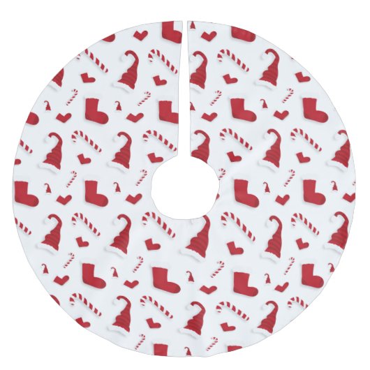 Hats Strumpfs Candy Canes Design Polyester Weihnachtsbaumdecke (Vorderseite)