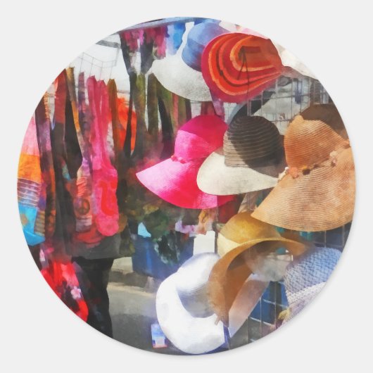 Hats und Geldbörsen auf der Straßenseite Runder Aufkleber (Vorderseite)