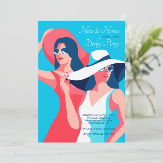 Hats und Pferde Derby Einladung (Stehend Vorderseite)