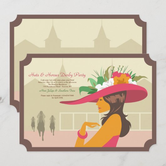 Hats und Pferde - Einladungen (Vorne/Hinten)