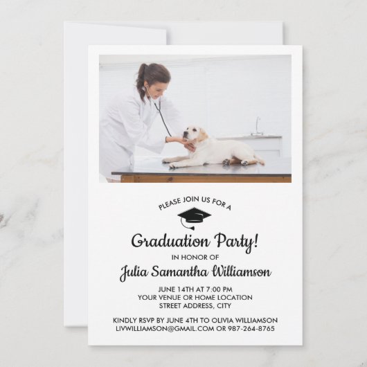 Hats von Veterinary School Grad Party Einladung (Rückseite)