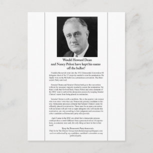 Hätte der DNC den Namen von FDR aus dem Stimmzette Postkarte