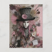 Hatter Pink Mixed Media Collage Postkarte (Vorderseite)