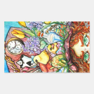 Hatter und sein Spring Hat Design Rechteckiger Aufkleber
