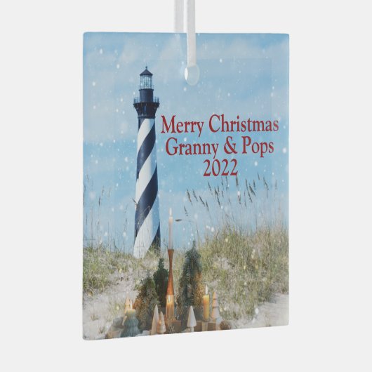 Hatteras Lighthouse OBX Beach Christmas - Ornament Aus Glas (Vorderseite Rechts)