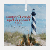 Hatteras Lighthouse OBX Beach Christmas - Ornament Aus Glas (Rückseite)